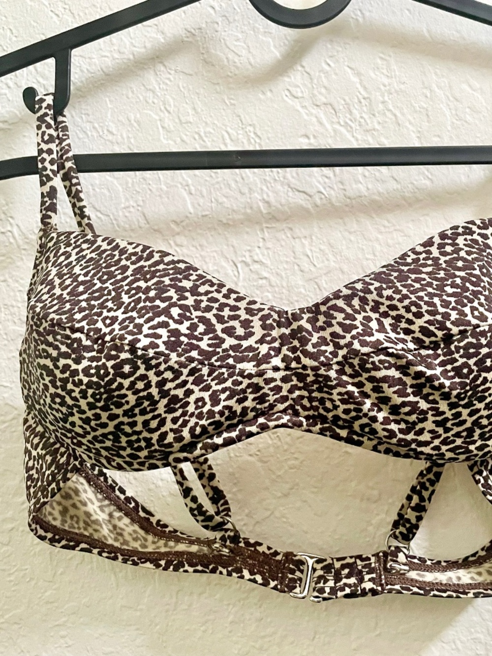 Pualani Hawaii Bikini Bra Top - Push up - Brown Leopard Animal Print - Size S